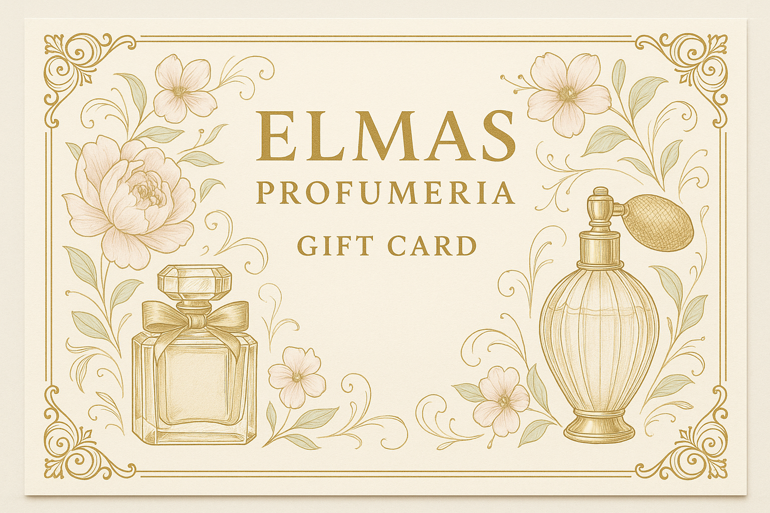 crea immagine gift card con titolo elmas profumeria 